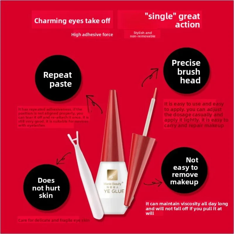 Wimperlijm voor tweeërlei gebruik Zachte formule Klassieke rode dop Professionele make-up