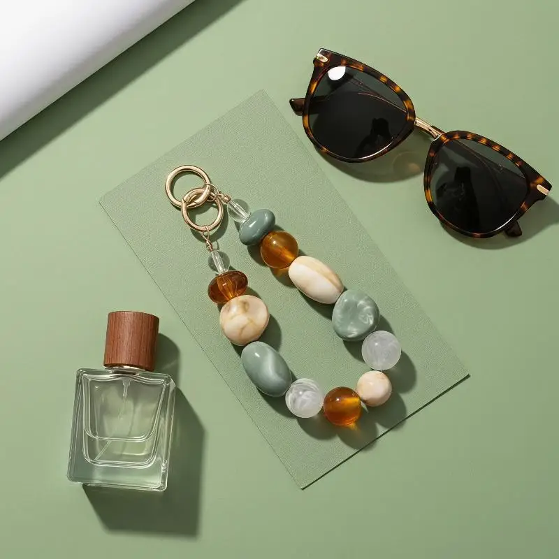 Durable Phone Wrist Lanyard 1Pcs Mixed Color Grid Irregular Stone Anti-Drop Phone Strap for All Smartphone Users