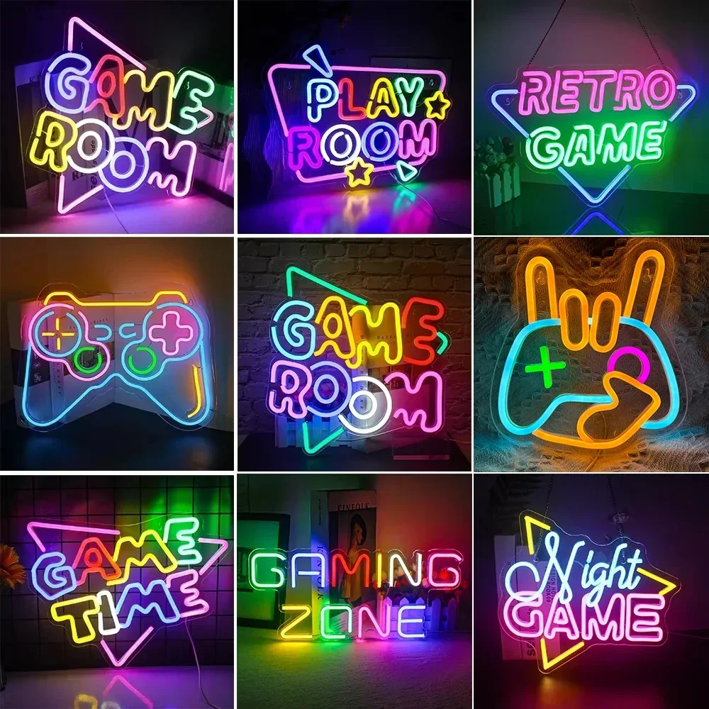 LED Game Room Neon Sign Wall Decor USB Powered  Acrylic For Gaming Lighting Bedroom Bedside Wall Decor Gamer Party Birthday Gift