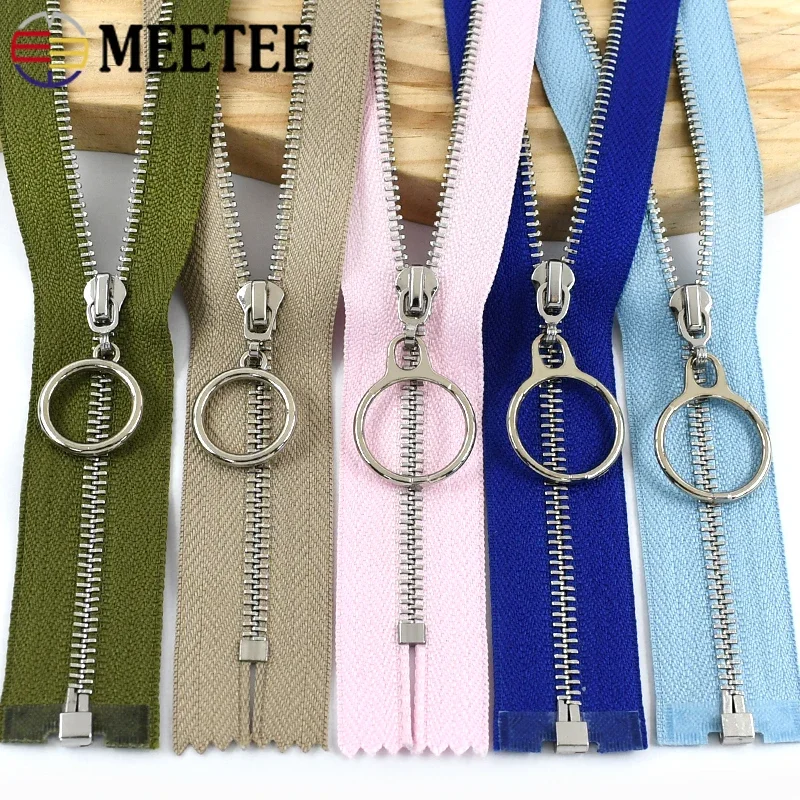 Meetee-Fermeture à glissière en métal, fermeture à glissière pour sac, fermeture à glissière à extrémité ouverte, fermeture à glissière pour vêtements, kit de bricolage, accessoires, 15-70cm, 5 pièces, #3