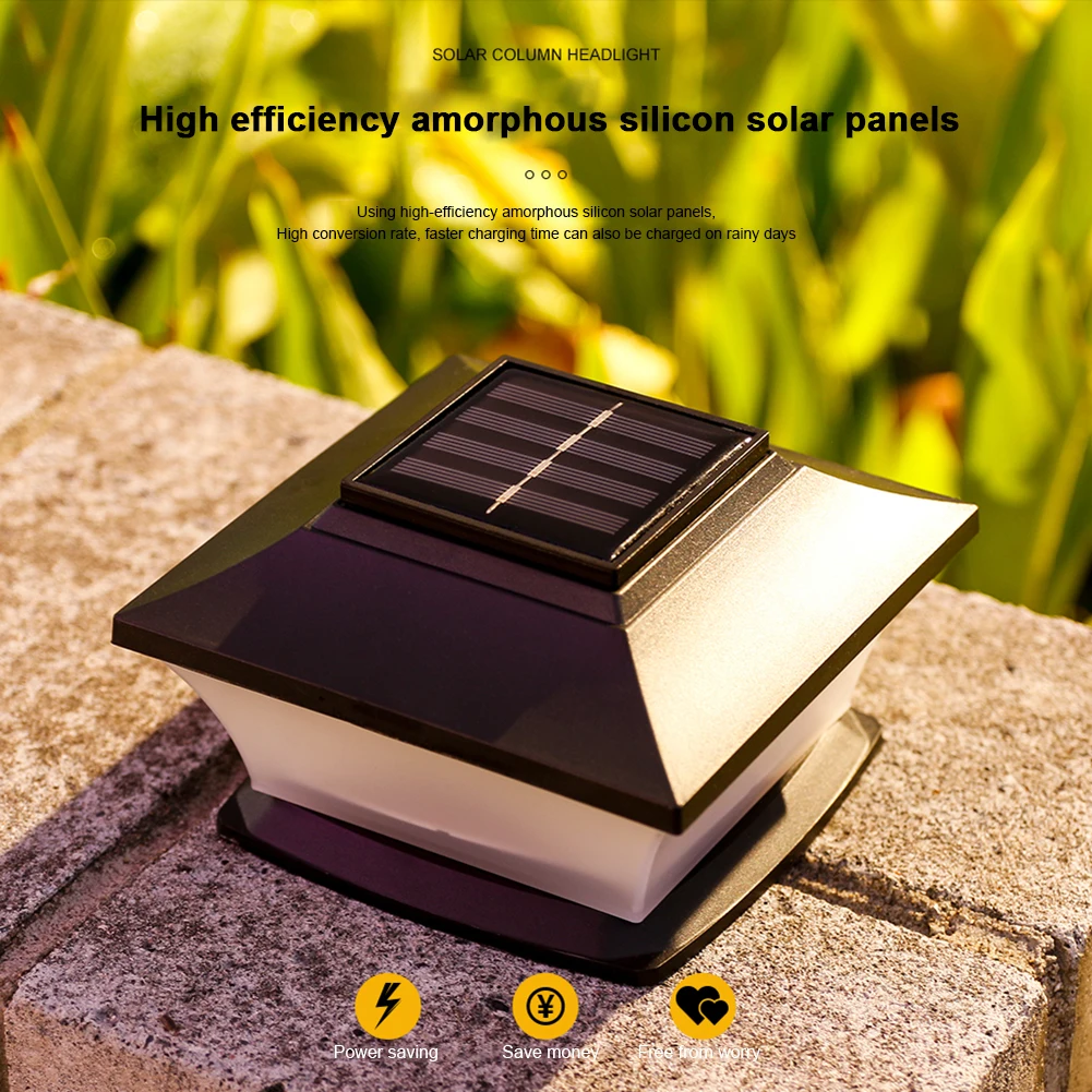 Solar Post Cap Light LED Fence Light Waterproof Solar Powered Post Light Decorative Garden Lamp for Garden Patio Porch