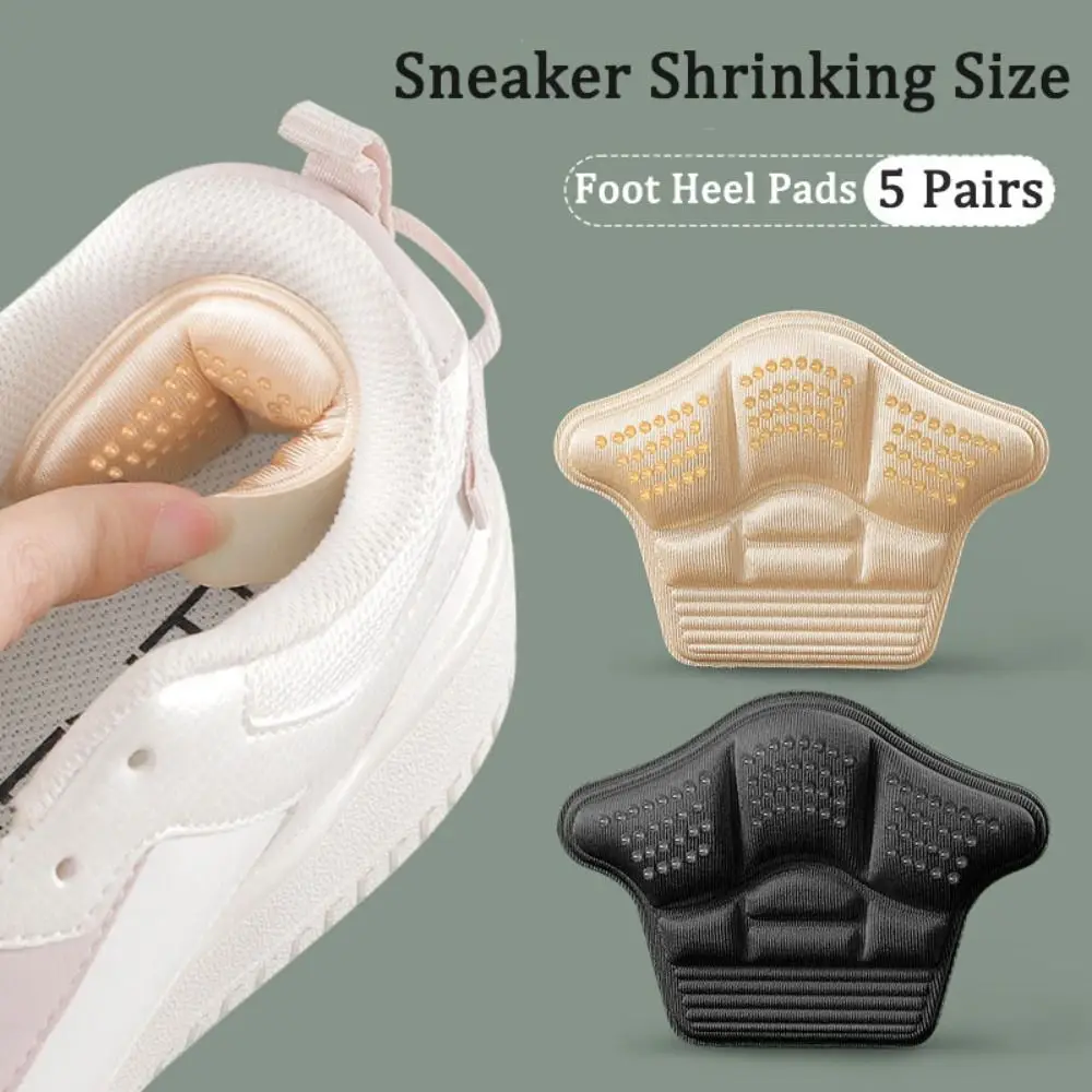 

5Pairs 5/10mm Heel Stickers Heel Protectors Anti-wear Foot Heel Pads Adjust Size Sponge Shoes Inserts Shoes Accessories