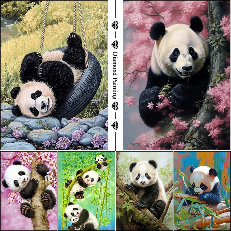 Diamond Painting Kits New Arrivals Funny Panda Diamond Picture Cross Stitch Product Animal In Forest Arts and Crafts Supplies