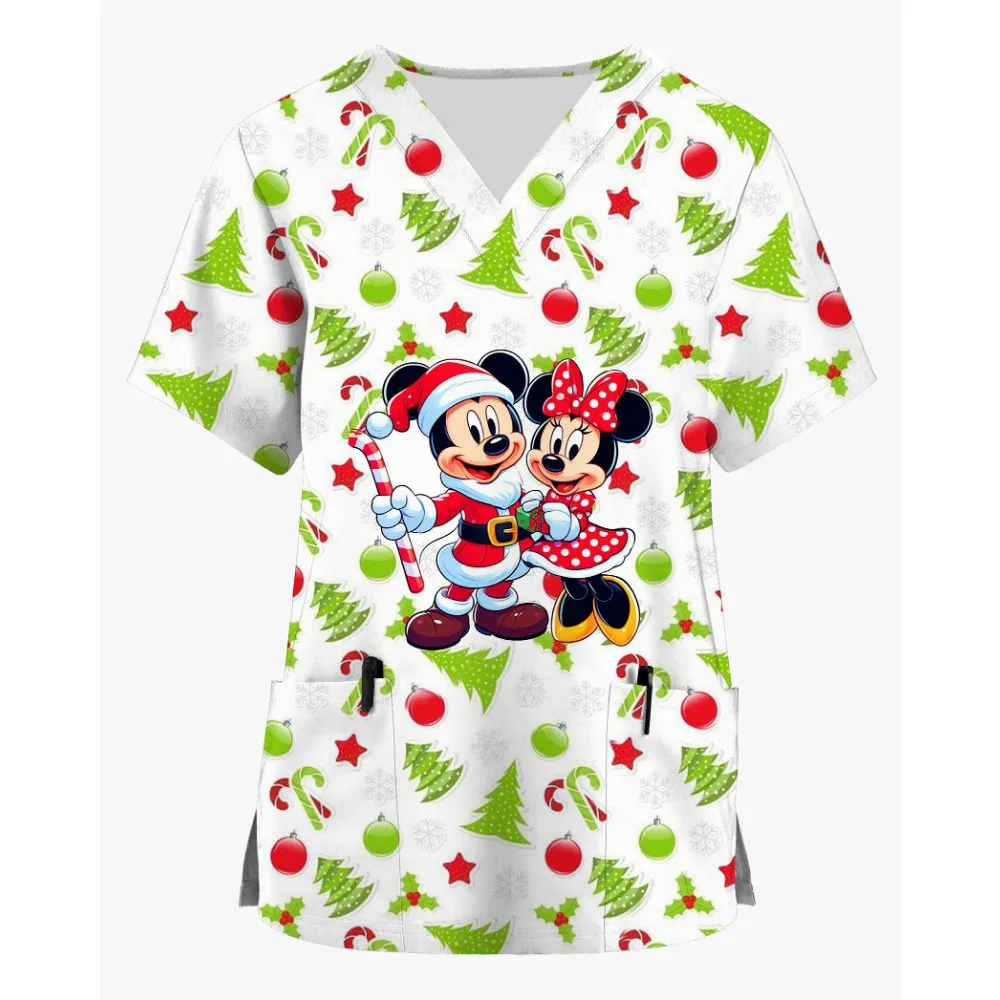 

Летняя женская матовая униформа медсестры с v-образным вырезом и короткими рукавами, униформа для кормления, рождественская рабочая униформа с принтом Снупи для домашних животных