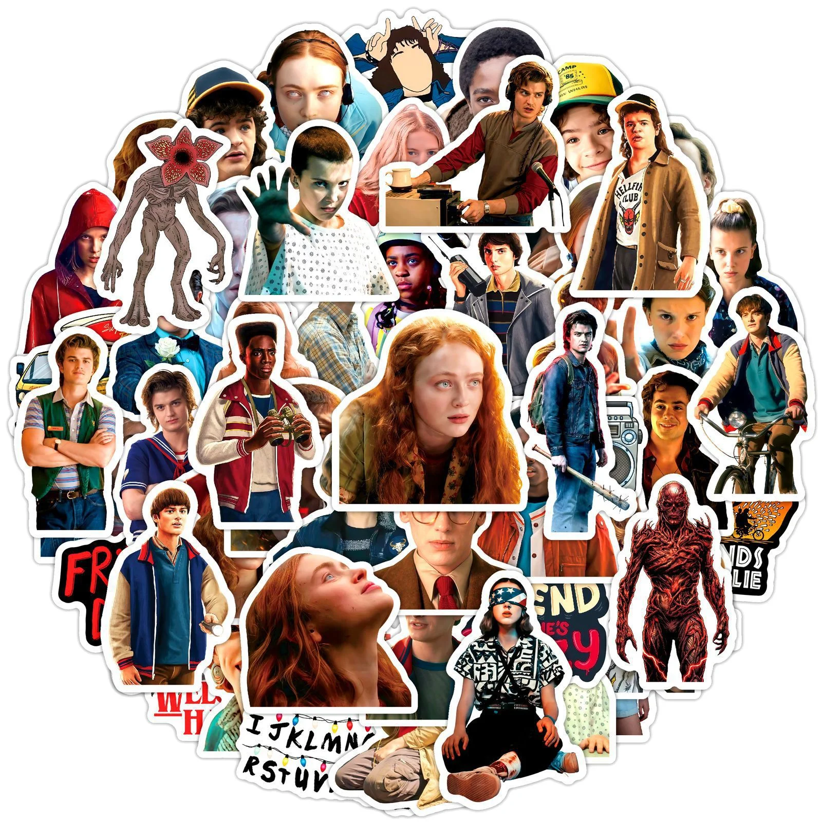 60Pcs Horror Movie Stickers Cartoon Graffiti Stickers Demogorgon Stickers Phone Luggage Waterproof Decals