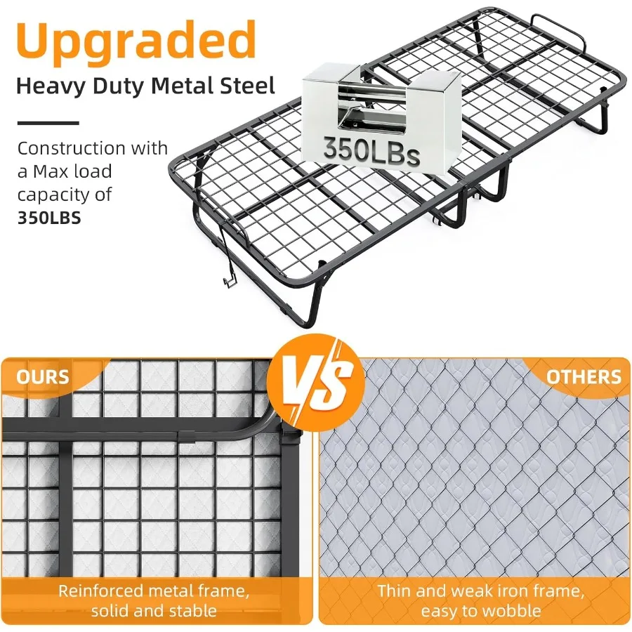 سرير قابل للطي مع مرتبة سرير ضيوف محمول قابل للطي للبالغين 75 × 31 Ih سرير نهاري مزدوج الحجم مع ذاكرة ممتازة 5 Ih