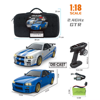 LDRC 1899 1/18 RC Drift Car LD1899 GTR Mode R34 2.4GHz RWD with Gyroscope on-Road Alloy Body Shell Racing Car for Boys Gifts