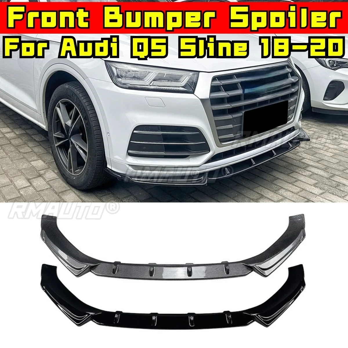 

Car Front Bumper Spoiler Lip Diffuser Modification Part For Audi Q5 FY Preliminary Sline 2018-2020 Bumper Guard Protector Cover