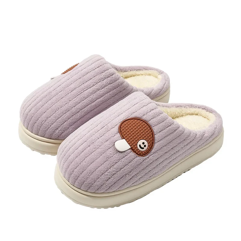 Women's Winter Slippers - Thick Plush House Shoes with Mushroom Design, Warm Anti-Slip Indoor/Outdoor Booties for Cold Weather