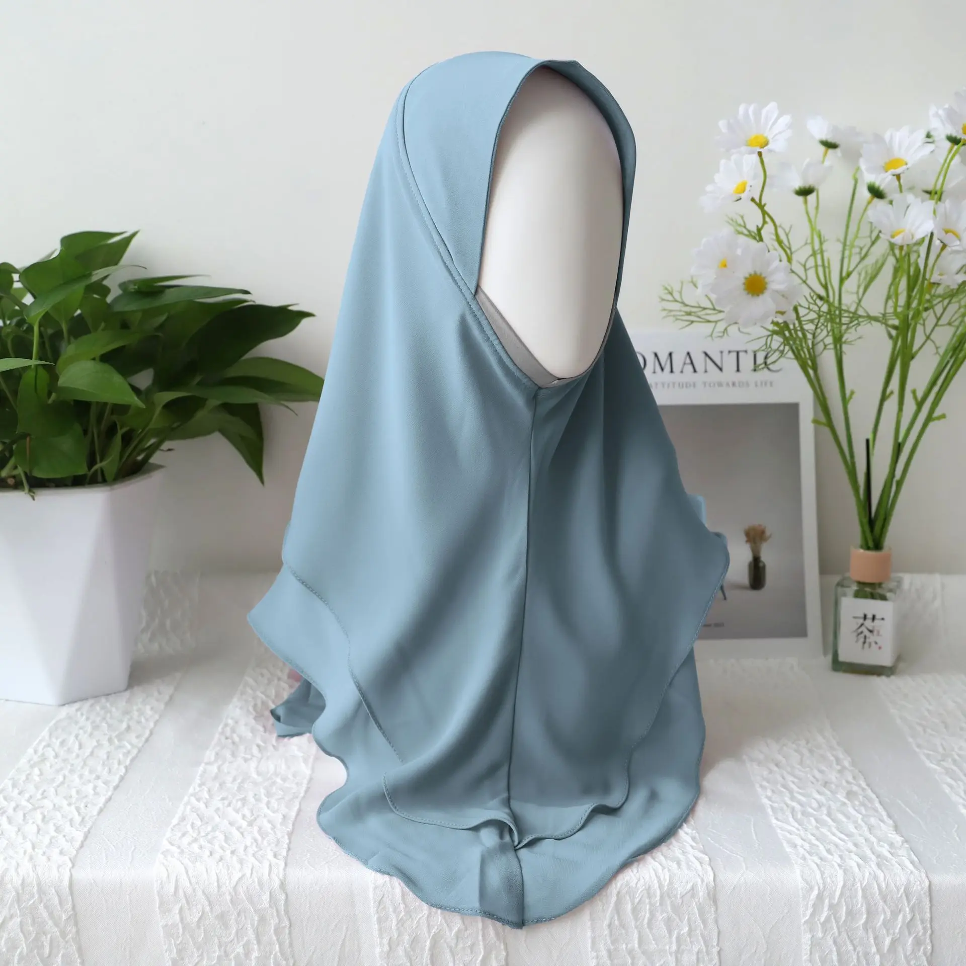 

Muslim Women Chiffon Hijab One Piece Amira Islamic Head Wrap Turban Shawls Solid Color Headscarf Ramadan Niqab Khimar Nikab 2024