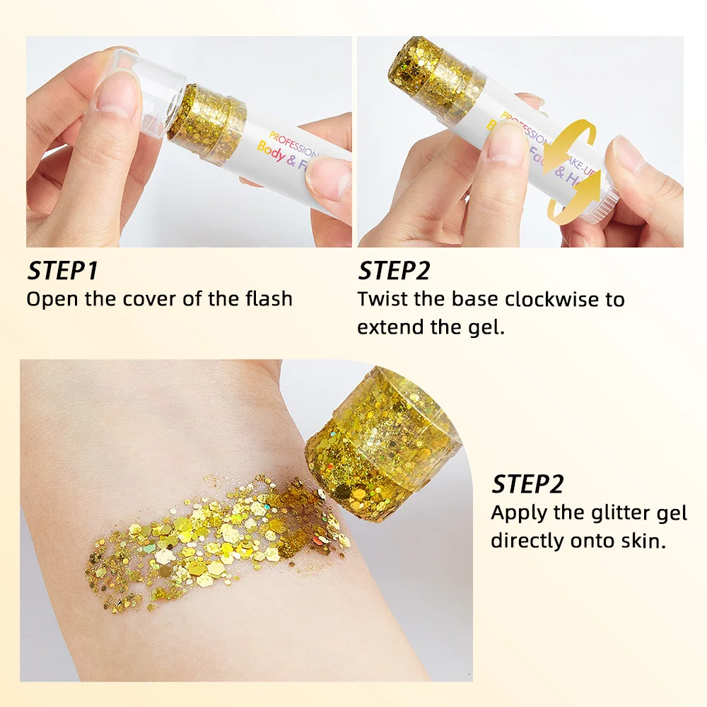 6 個パック ボディグリッタースティック スパンコールジェル マーメイドシマー トップコート フェスティバル オルギー アイシャドウ 厚い髪のメイクアップ