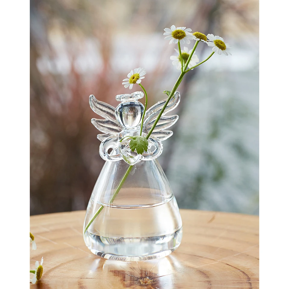 2024 Creative Hydroponic Angel Vase Hanging Transparent Glass