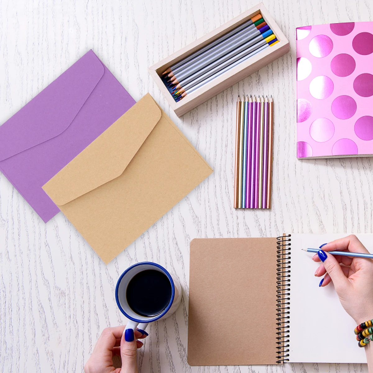 

120 Pcs Mailer Colored Envelope Envelopes Colorful Kraft Paper Mini Message Card