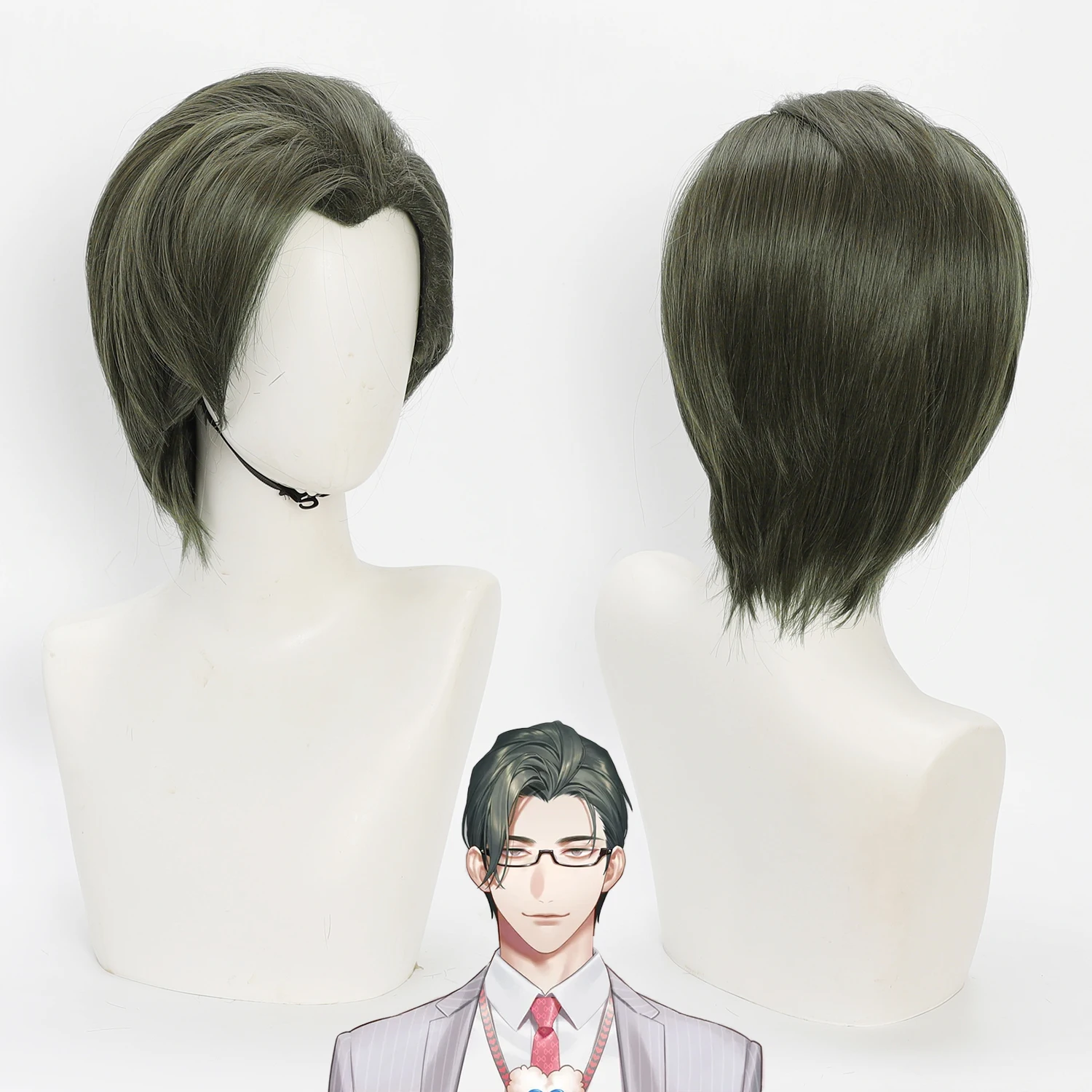 

Cosplay Wig Nijisanji Virtual VTuber Anime Wig Itsuki Sakyo Anime Game Role-Play Wig Short Synthetic Wig with Widow's peak Bangs