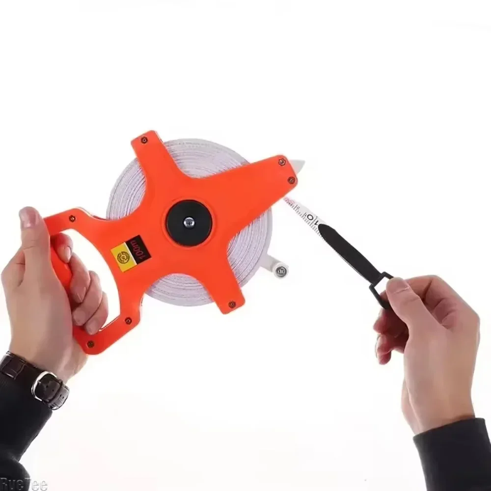 

30m/50m/100m Portable Fiber Tape Soft Steel Lengthen Ruler Belt Tape Measure Pull Smoothly for Construction Site Surveying