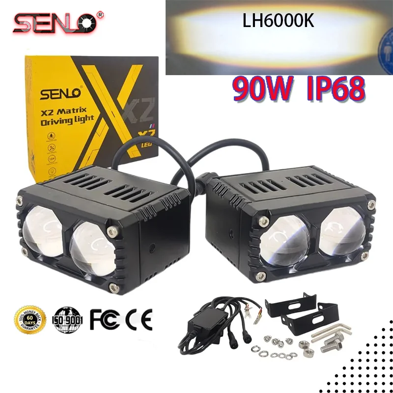 Senlo Motorcycle LED Spotlight White Color Hi/Low Beam Fog Lamps for Car Trucks SUV UTV 12V 24VMini Lens Headlight Driving Light