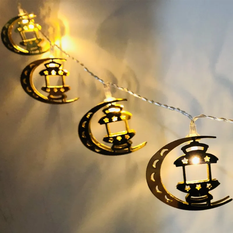 Ramadan Eid String Light Battery Operated 1.65m 10LED Raya Moon Star Palace Lamp For Muslim Raya Home Living Garden Party Decor