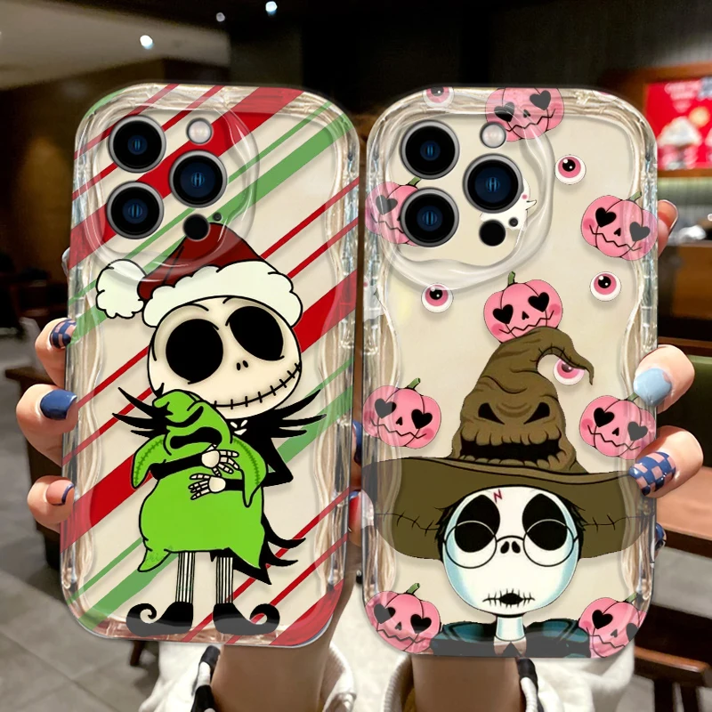 Nightmare Before Christmas Cover For Apple iPhone 15 14 13 12 11 Pro X XR XS Max Plus 8 7 Plus SE Wave Oil Phone Case