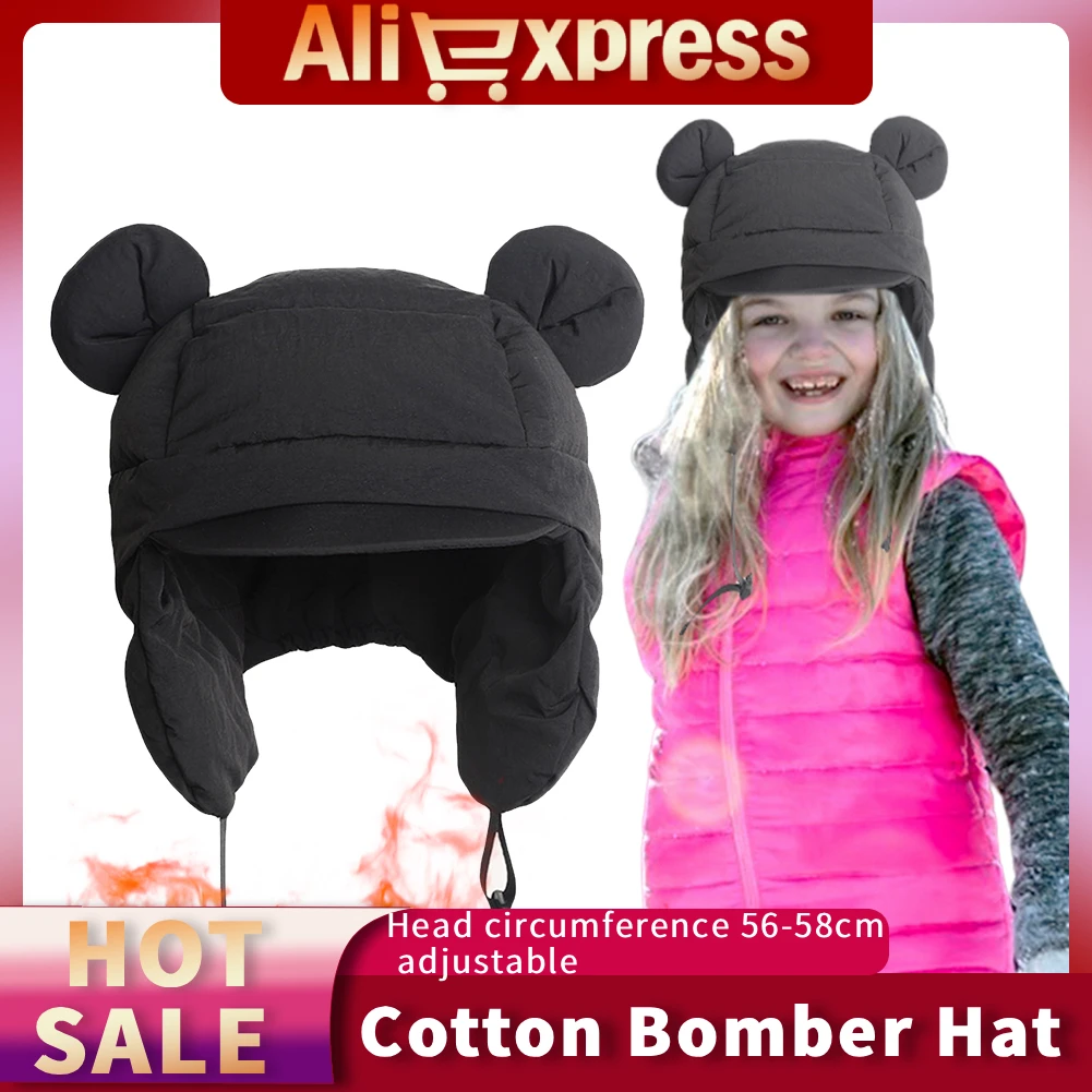 

Fashion Down Cotton Bomber Hat Winter Warm Ear-flapped Hat Windproof Ski Hat Outdoor Snowing Beanies for Women Girls Xmas Gifts