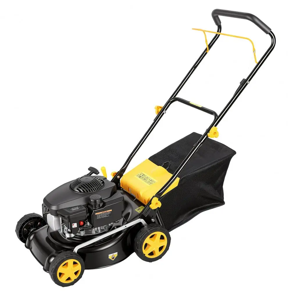 4-Stroke Gas Petrol Push Lawn Mower, 3in1 Self Propelled Lawn Mower 45L Grass Tank Big Wheel 132cc Multifunctional Lawn Mower