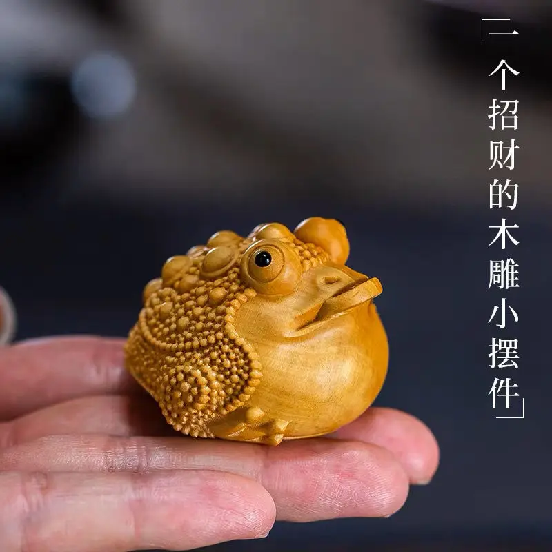 Cliff cypress wood carving home decoration, financial attraction, three legged small toad decoration, portable tray, stationery,