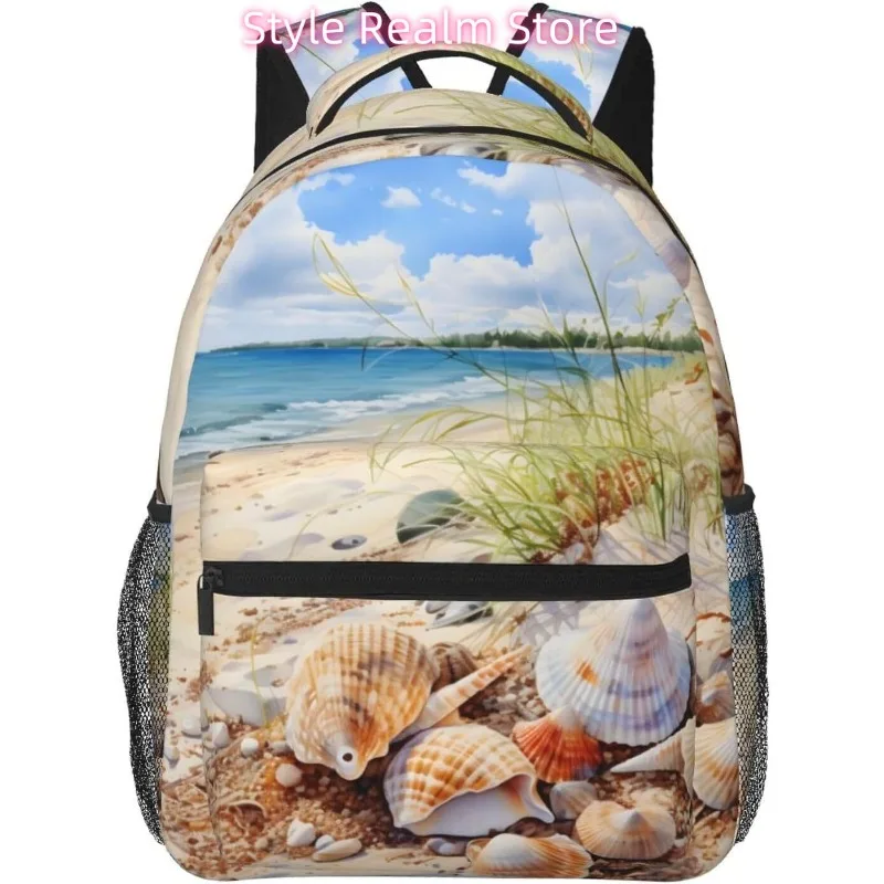 

laptop bag back to school Summer Beach Shells Lightweight Laptop Backpack Lightweight Multipurpose Travel Casual Daypack Unisex