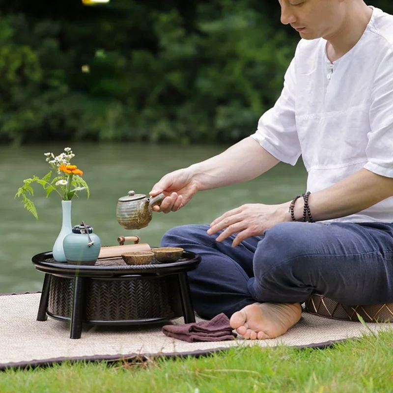 Japanese Bamboo Tea Set Storage Box Tea Table Dustproof Portable Storage Basket Tea Tray Tea Ceremony Spare Parts Tea Table