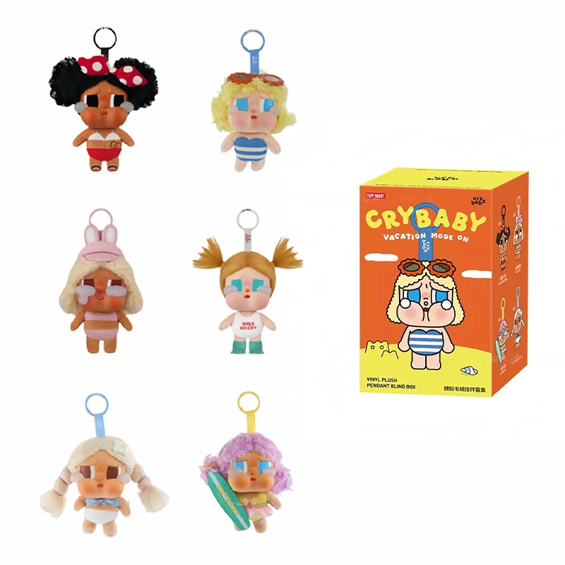 

Официальные плюшевые брелоки-сюрпризы POP MART из серии "Crybaby: Vacation Mode Activated" — милые кукольные брелоки и мягкие аксессуары для сумок