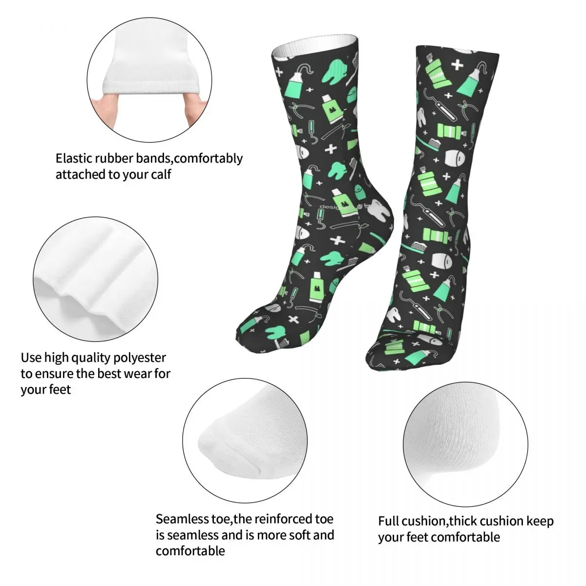 Funny Download Dentist Pattern For Free Woman Socks 2022 Men Sports Sock