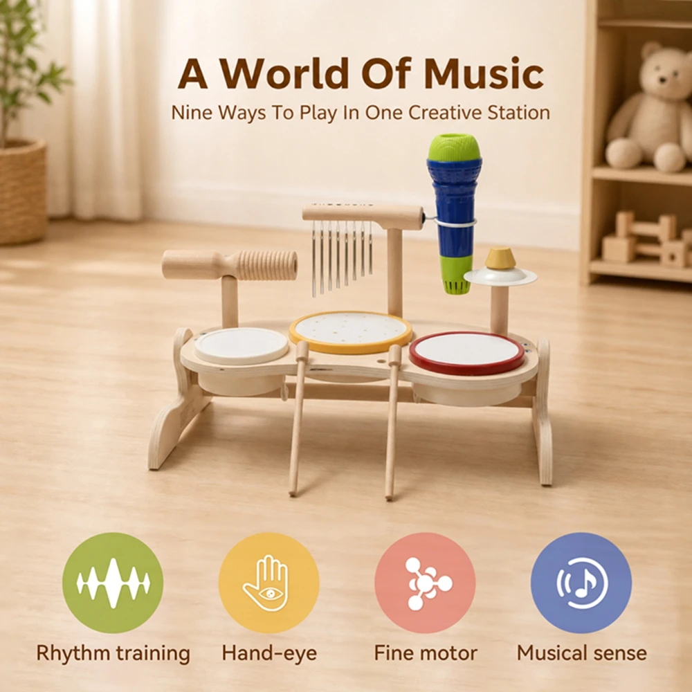 Kids Wooden Drum Set Musical T - đánh giá và giá Kids Toys Xylophone