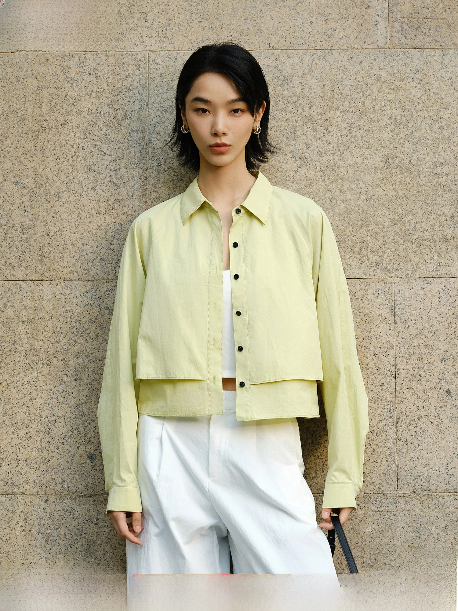 

Повседневная женская рубашка из чистого хлопка с длинным рукавом, свободного кроя, имитация двойки, на пуговицах, весенняя новинка