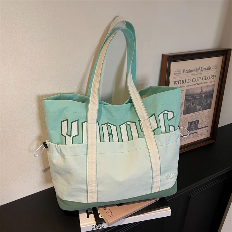 New Fashion Canvas Shoulder Bags For Women Trendy Casual color blocking Large Capacity Tote Purse soft lightweight Travel Bags
