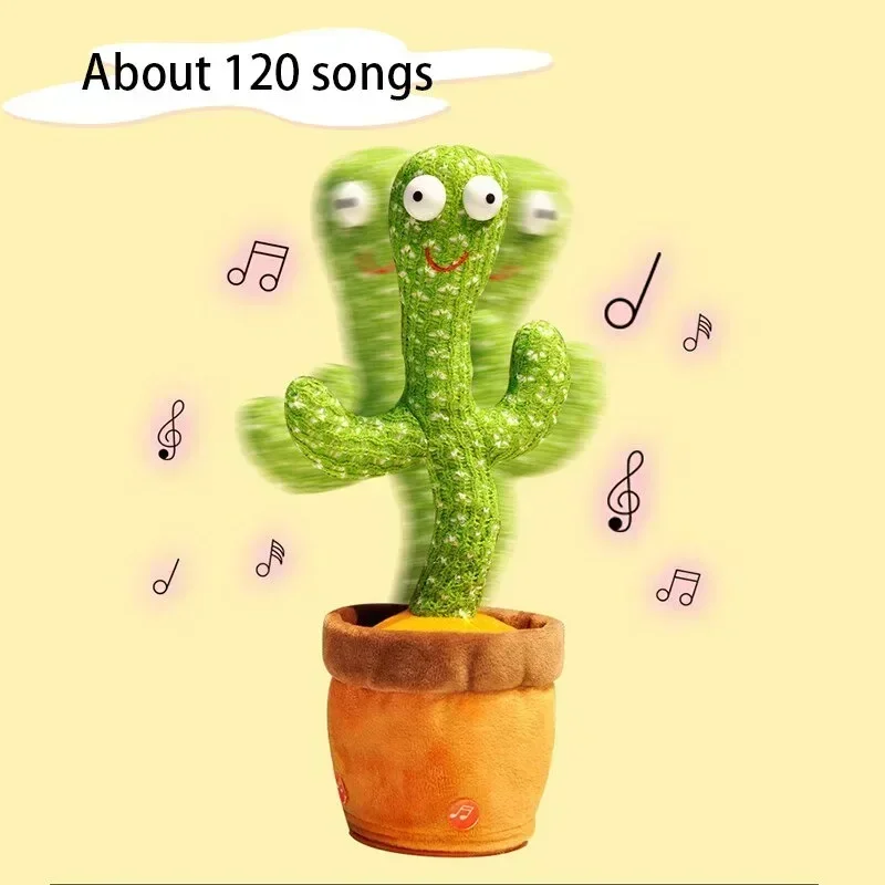 Cactus inteligente interactivo para niños, Juguete Musical para bailar, grabar y hablar con cambiador de voz divertido