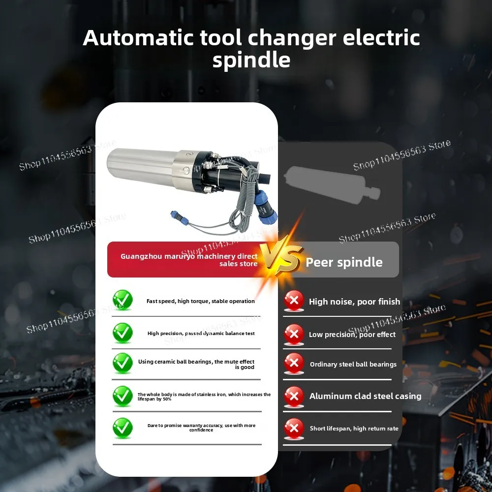 Auto Tool Change Spindle Motor CNC ISO20 BT30 High Speed Metal Mold Water Cooling Engraving