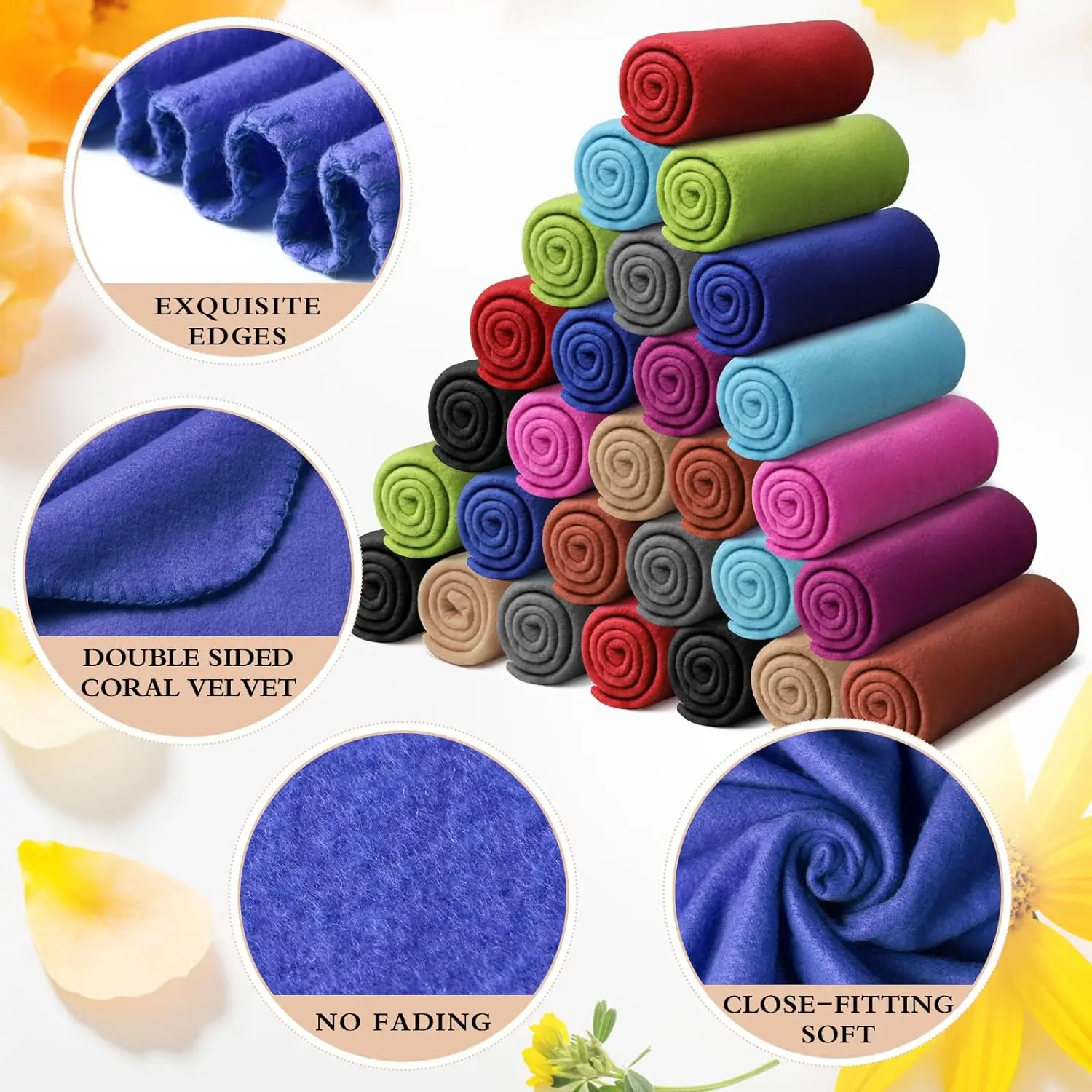 60 Packs Fleece Blanket Bulk 60 x 50 Inch Soft Lightweight Fleece Warm Throw Plush Fleece Pet  Bed Sofa