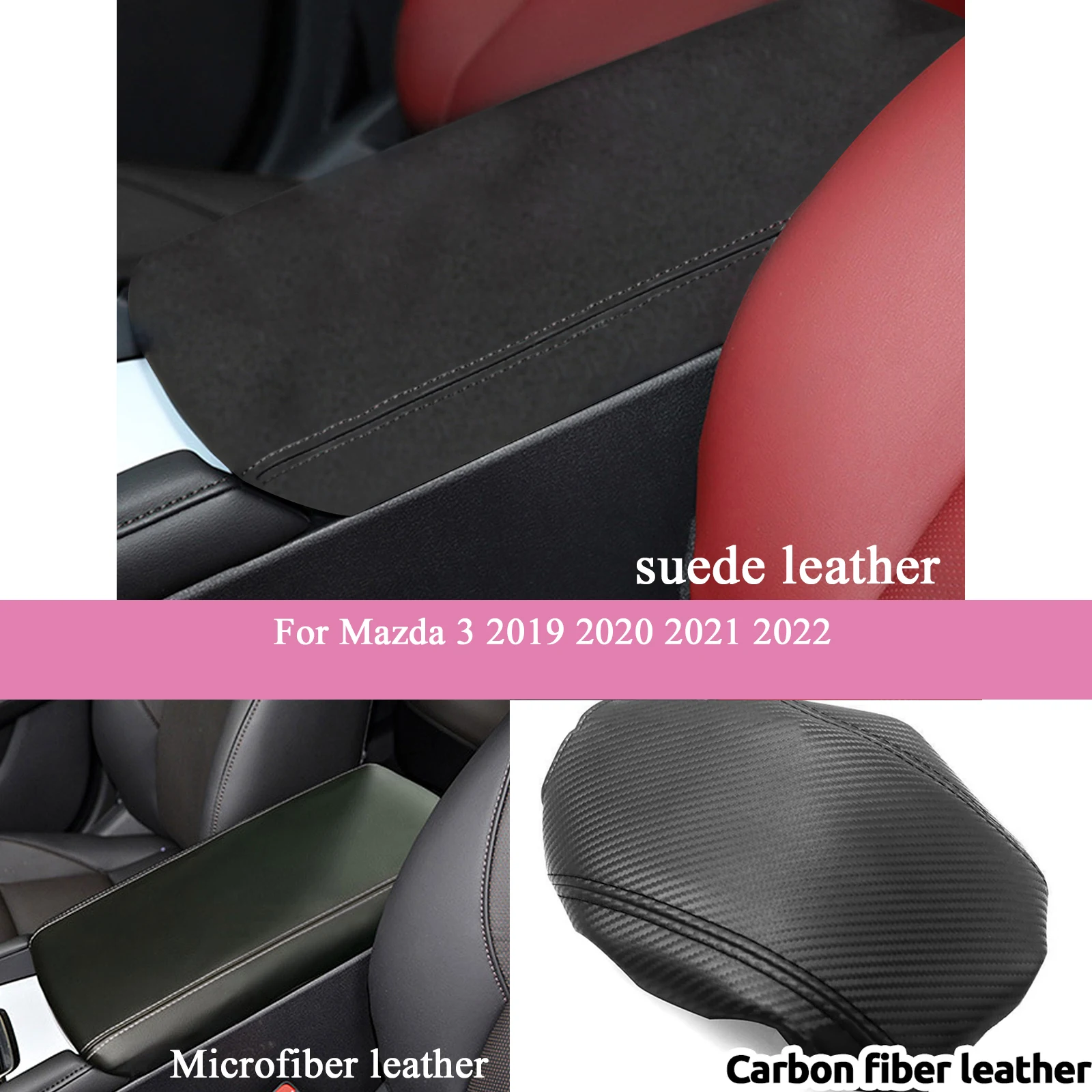 For Mazda 3 2019 2020 2021 2022 Suede Leather Car Armrest Box Protector Cover Central Control Interior Accessories