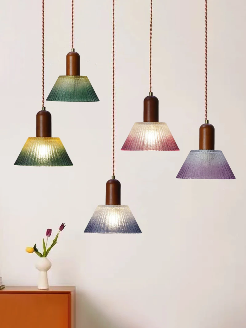 

Vintage Glass Pendant Light with Clear/Amber/Green Color E27 Ceiling Hanging Light Fixture Adjustable Cord for Kitchen Island
