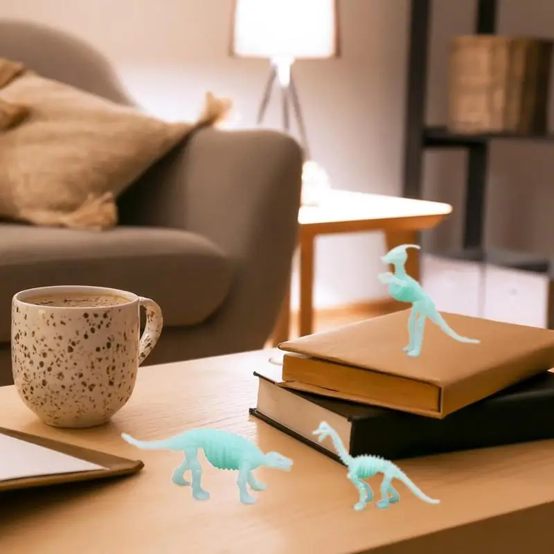 Mini dinozaury 12 szt. Figurki świecące w ciemności dinozaurów Mini PVC edukacyjny unikatowy dinozaury zabawki posąg imitacja zwierzęcia