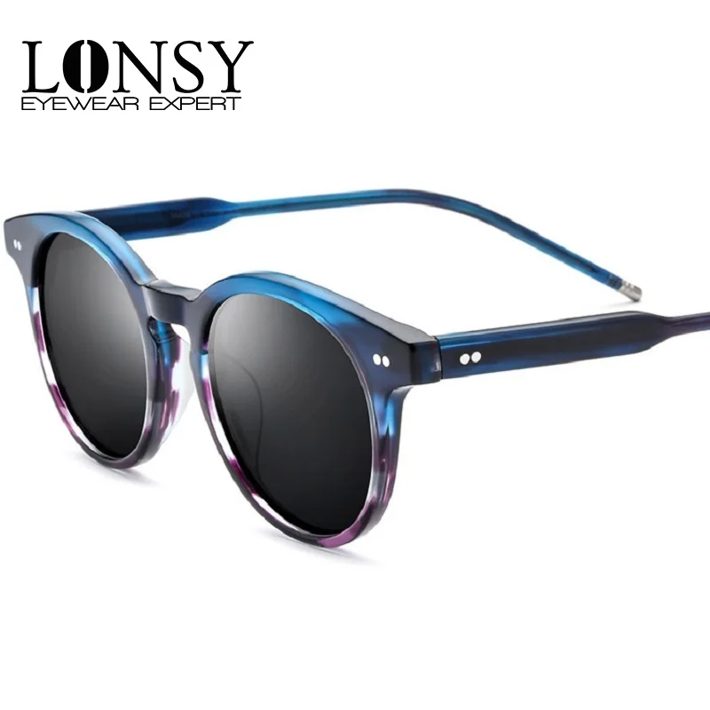 

LONSY Vintage Round Acetate Myopia Sunglasses Women Prescription Polarized UV400 Brand Designer Sun Glasses For Men 1.0 To -4.0