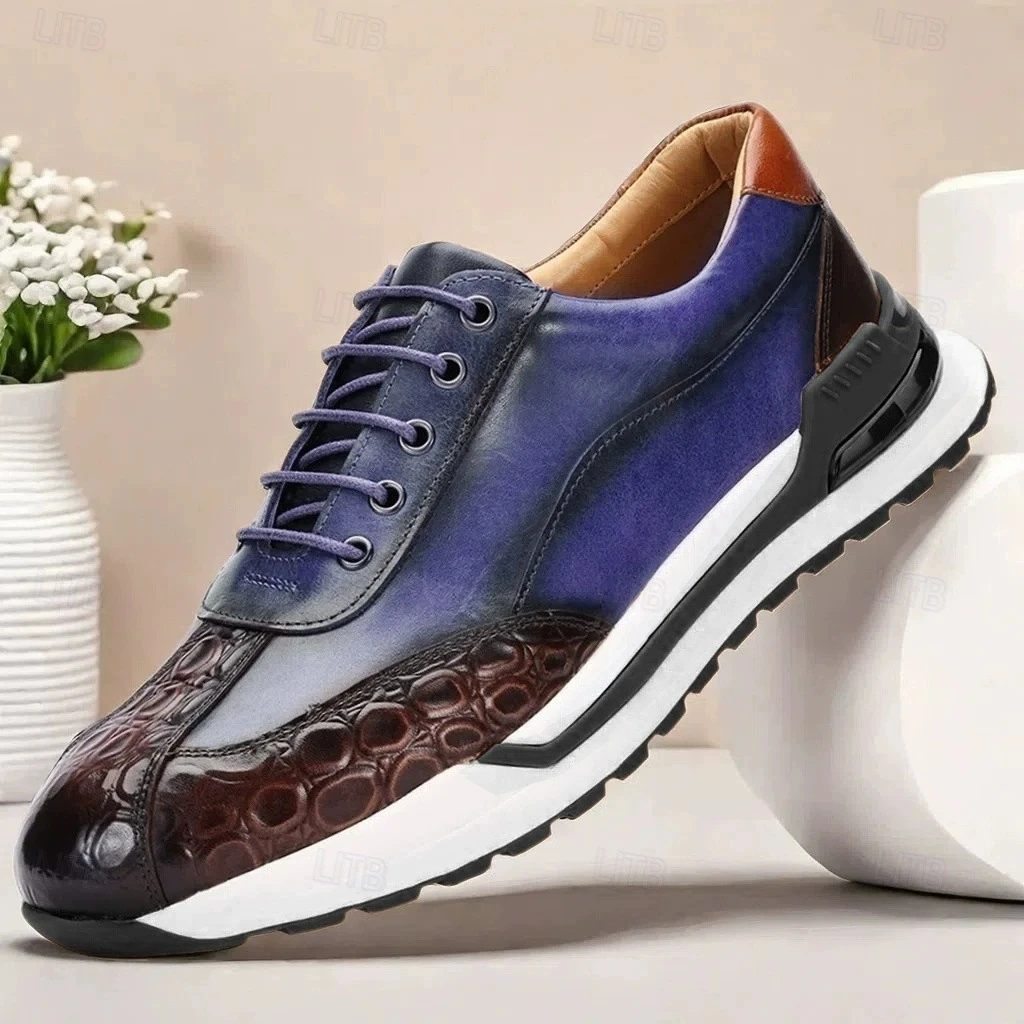 Popular Leisure Sports Shoes Men's Casual Shoes Men's Oxfords Outdoor Lace Up Genuine Leather Men Shoes Non-slip Men's Sneakers