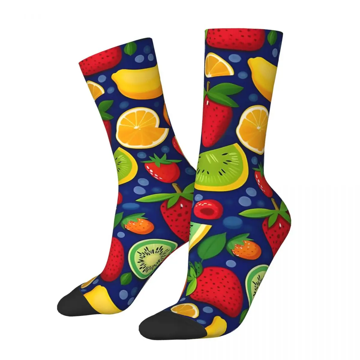 Retro Tropical Fruits Paradise-Colorful Tropical Fruits Men's compression Socks Unisex Harajuku Pattern Printed Novelty CrewSock