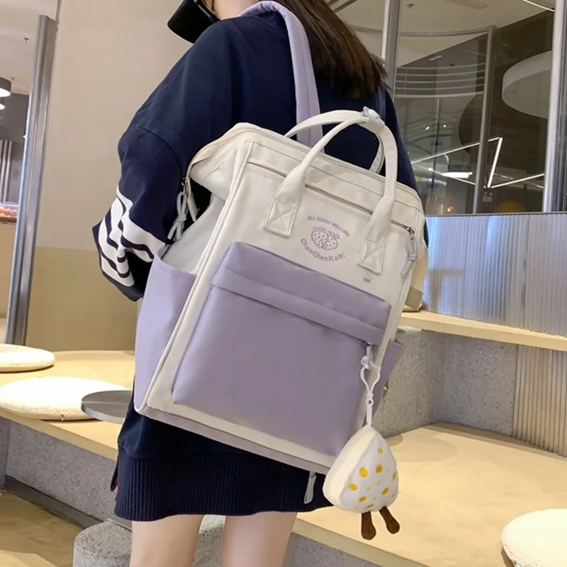 Women Travel Handbags Backpack Multi-pocket Large Capacity Shoulder Backpack Solid Color Casual Schoolbag Teenage Girl Book Bag