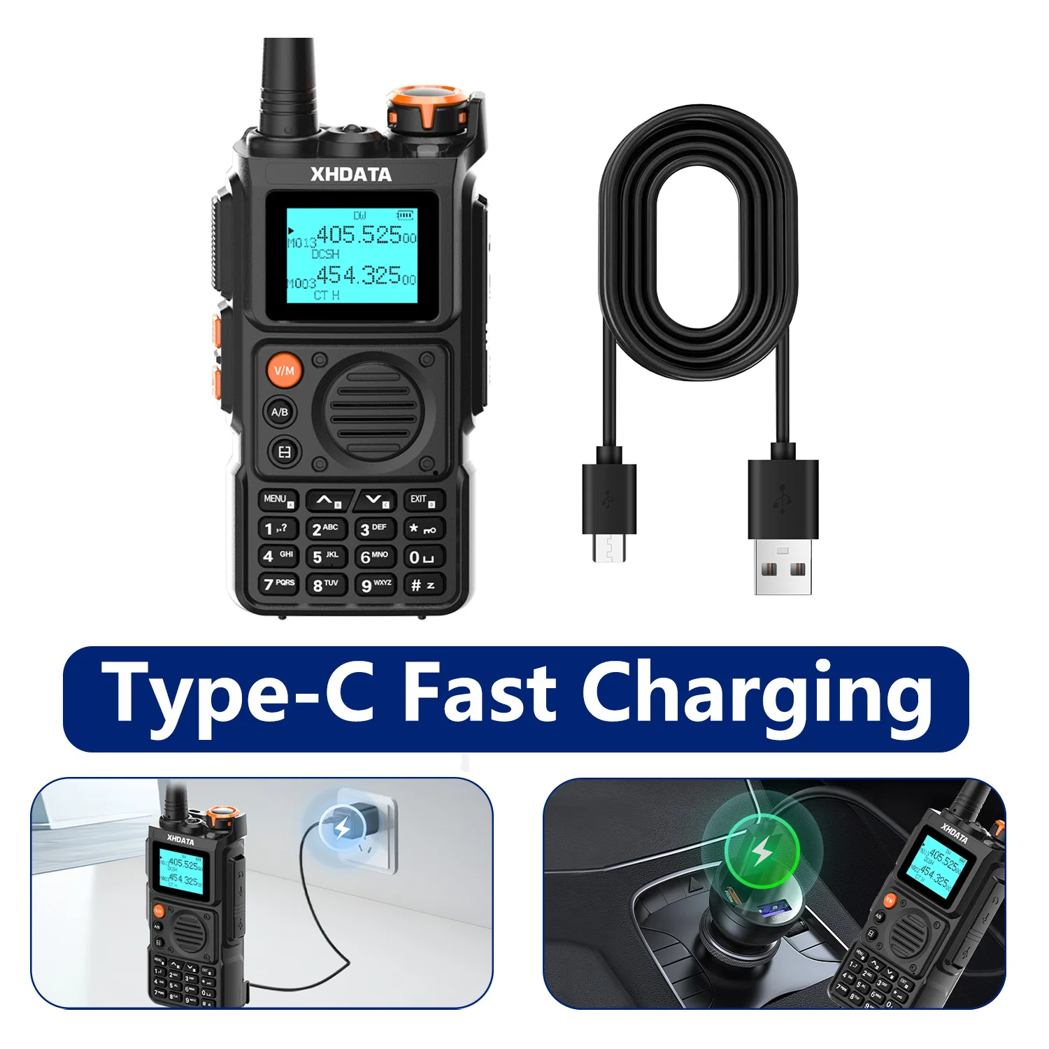 XHDATA E-100 UHF VHF هام راديو لاسلكي تخاطب 3000mAh قوة كامل النطاق TypeC شحن تردد لاسلكي استنساخ طويل المدى