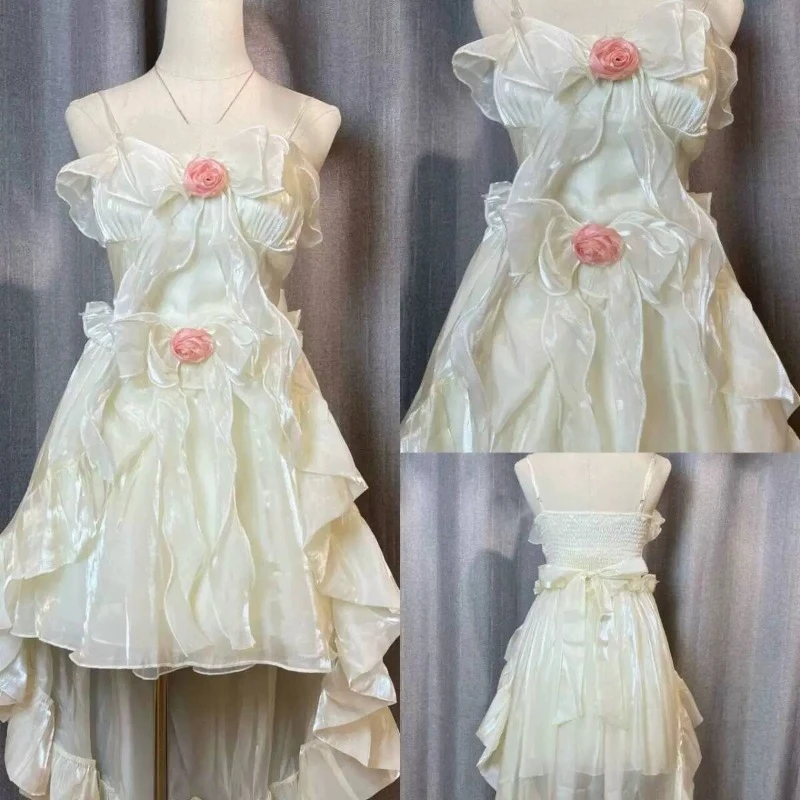 KawaiiหวานVINTAGEญี่ปุ่นGirlyชุดผู้หญิงฤดูร้อนY2K Beach PARTYพิมพ์ดอกไม้สบายๆเสื้อผ้าน้ําหนักเบา 2025 ใหม่