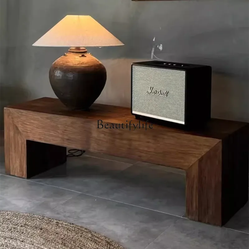 *Retro log bench B & B hotel old shoe stool multi-function