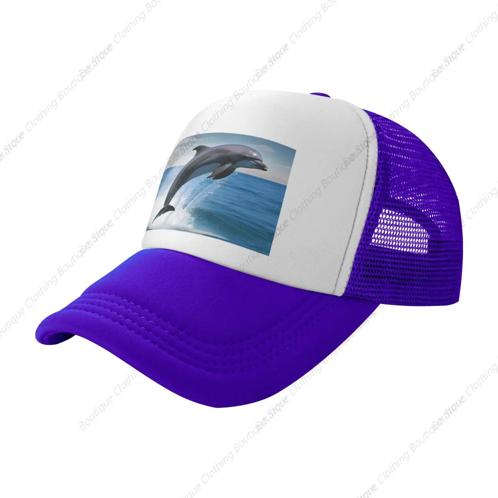 

Trucker Hats Jumping Up Dolphins Printing Mesh Baseball Cap Trucker Hats Women with Adjustable Snapback Strap Purple