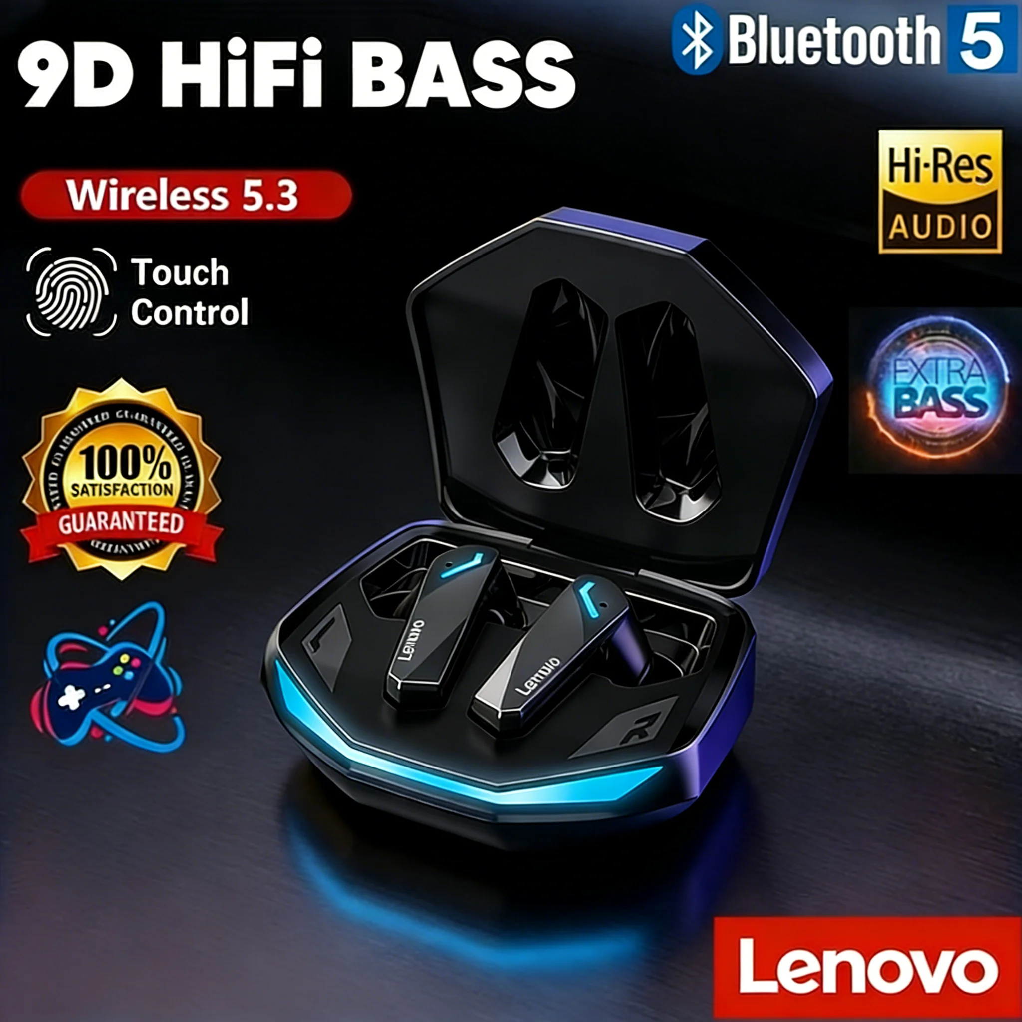 Lenovo GM2 Pro TWS Wireless HIFI Stereo Headset Low Latency Headphones Gaming Music Dual Mode Earbuds Music Sport Headsetfashion
