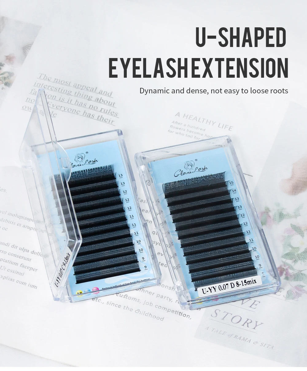 GLAMLASH U-Form YY 3DW Falsche Wimpern UYY UY U3DW U5DW Wimpernverlängerung Handgewebte Einzelwimpern – Detail 1