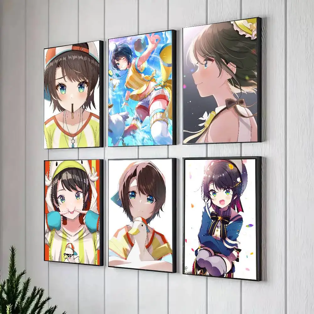 Oozora Subaru Anime Hololive Poster Art Sticky Wall Waterproof Home Living Room Bedroom Bar Aesthetic Decoration