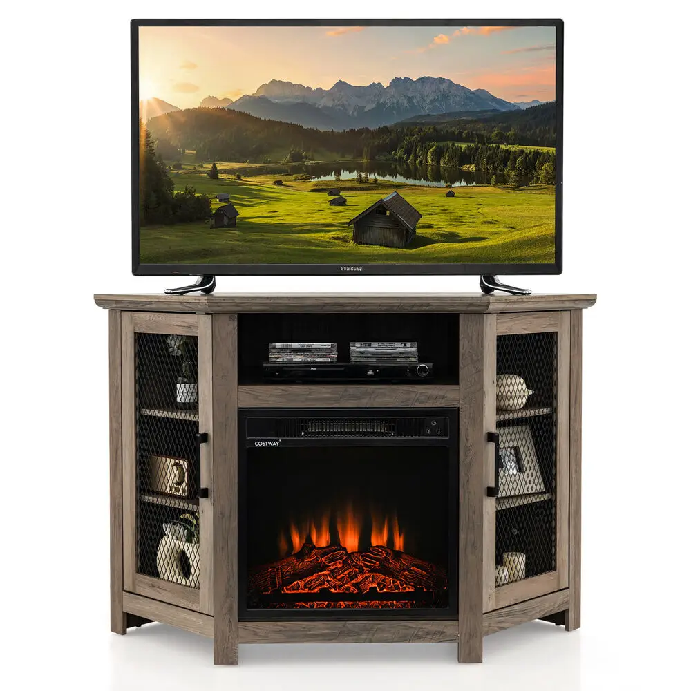 Costway Corner Fireplace TV Stand w/ 18